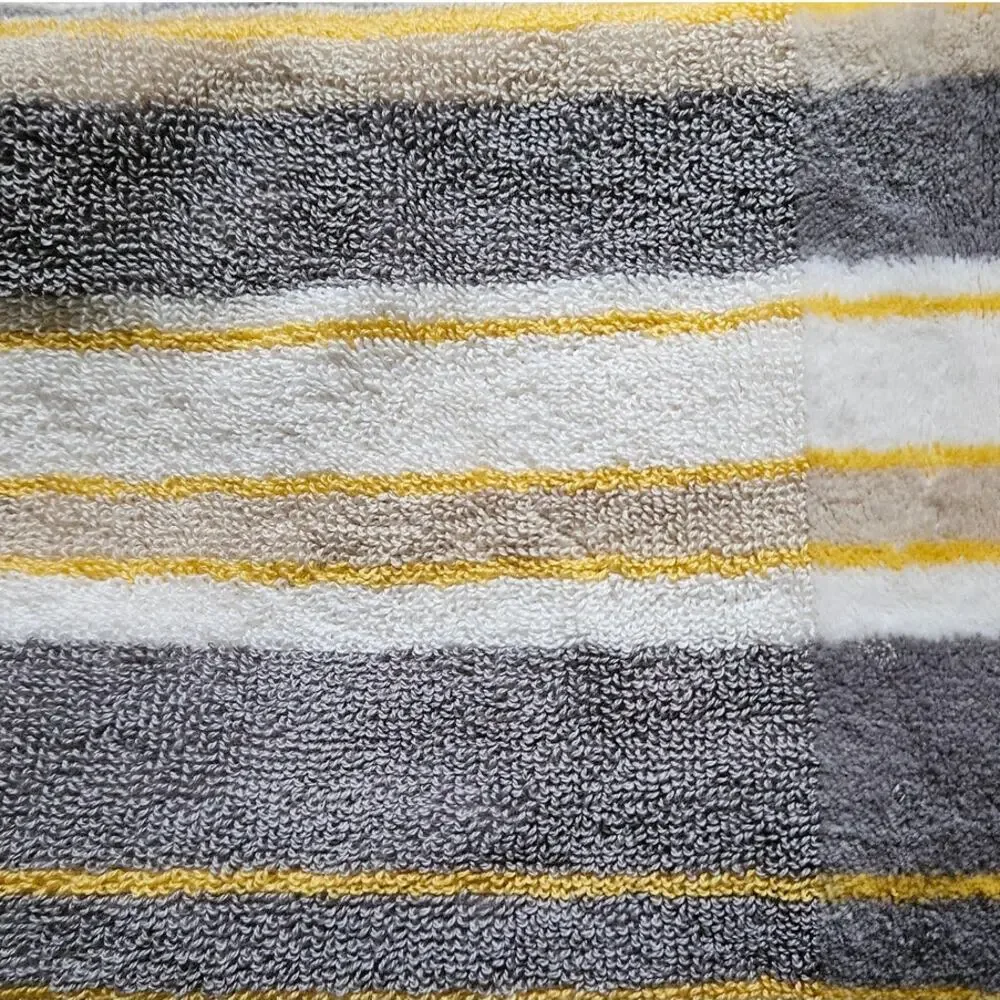 NWT Threshold Performance Striped Yellow Gray Bath Sheet 33 x 63 Oeko-Tex